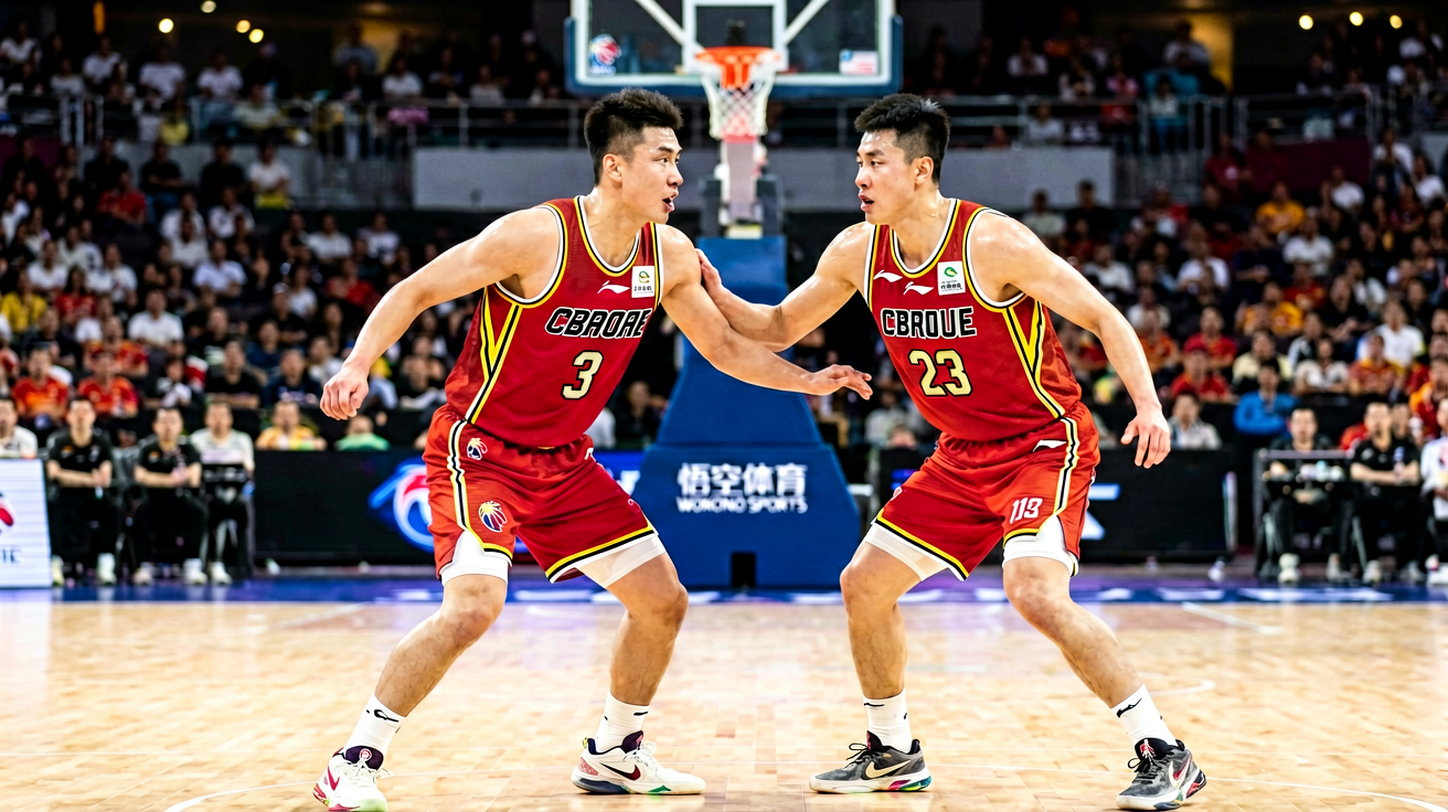 CBA联赛广东队对阵辽宁队比赛现场，双方球员激烈对抗